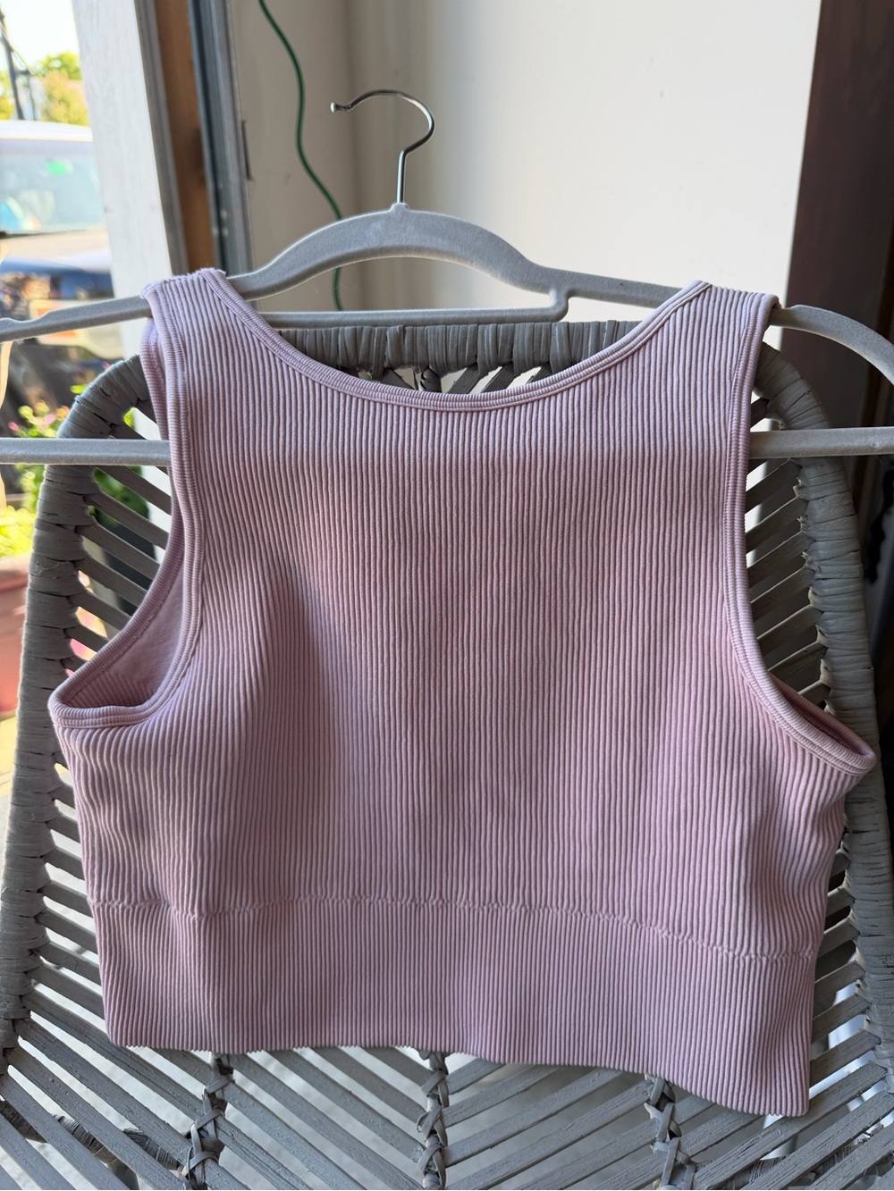 Ribbed Crop Tank Top - Light Pink
